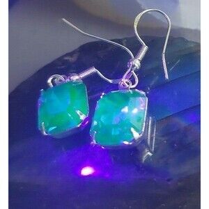 Uranium glass silver plated 12x10mm rare color!! dark blue